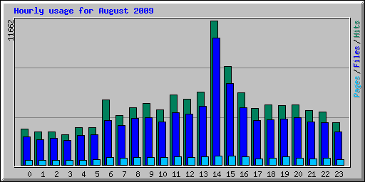 Hourly usage for August 2009